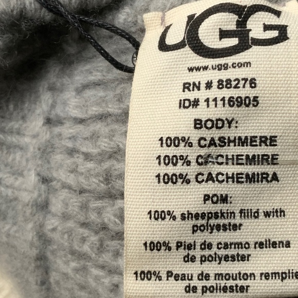 Ugg 100% Cashmere Grey Hat Aislinn Honeycomb Knit Pom Beret $125.00 - Picture 11 of 16